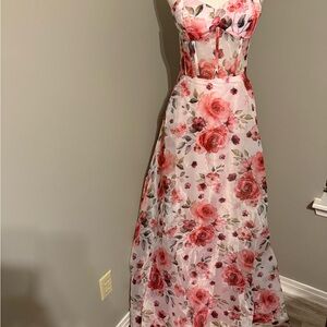 Rose Print Evening Gown